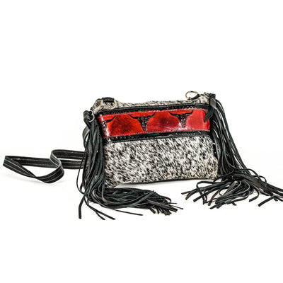 Patsy - Black & White w/ Burgundy Skulls-Patsy-Western-Cowhide-Bags-Handmade-Products-Gifts-Dancing Cactus Designs