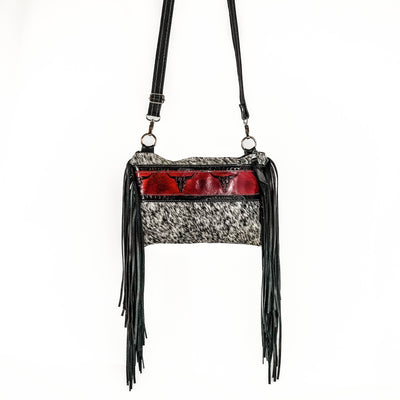 Patsy - Black & White w/ Burgundy Skulls-Patsy-Western-Cowhide-Bags-Handmade-Products-Gifts-Dancing Cactus Designs