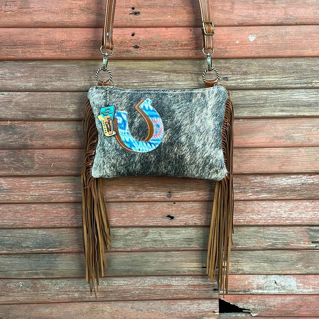 Patsy - Brindle w/ Tucson Sundown Aztec Horse Shoe-Patsy-Western-Cowhide-Bags-Handmade-Products-Gifts-Dancing Cactus Designs