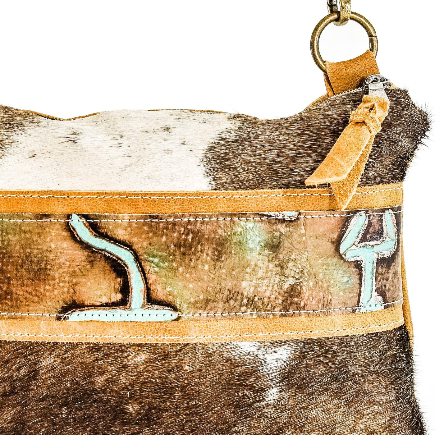 Patsy - Chocolate & White w/ Turquoise Brands-Patsy-Western-Cowhide-Bags-Handmade-Products-Gifts-Dancing Cactus Designs