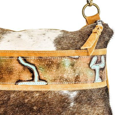 Patsy - Chocolate & White w/ Turquoise Brands-Patsy-Western-Cowhide-Bags-Handmade-Products-Gifts-Dancing Cactus Designs