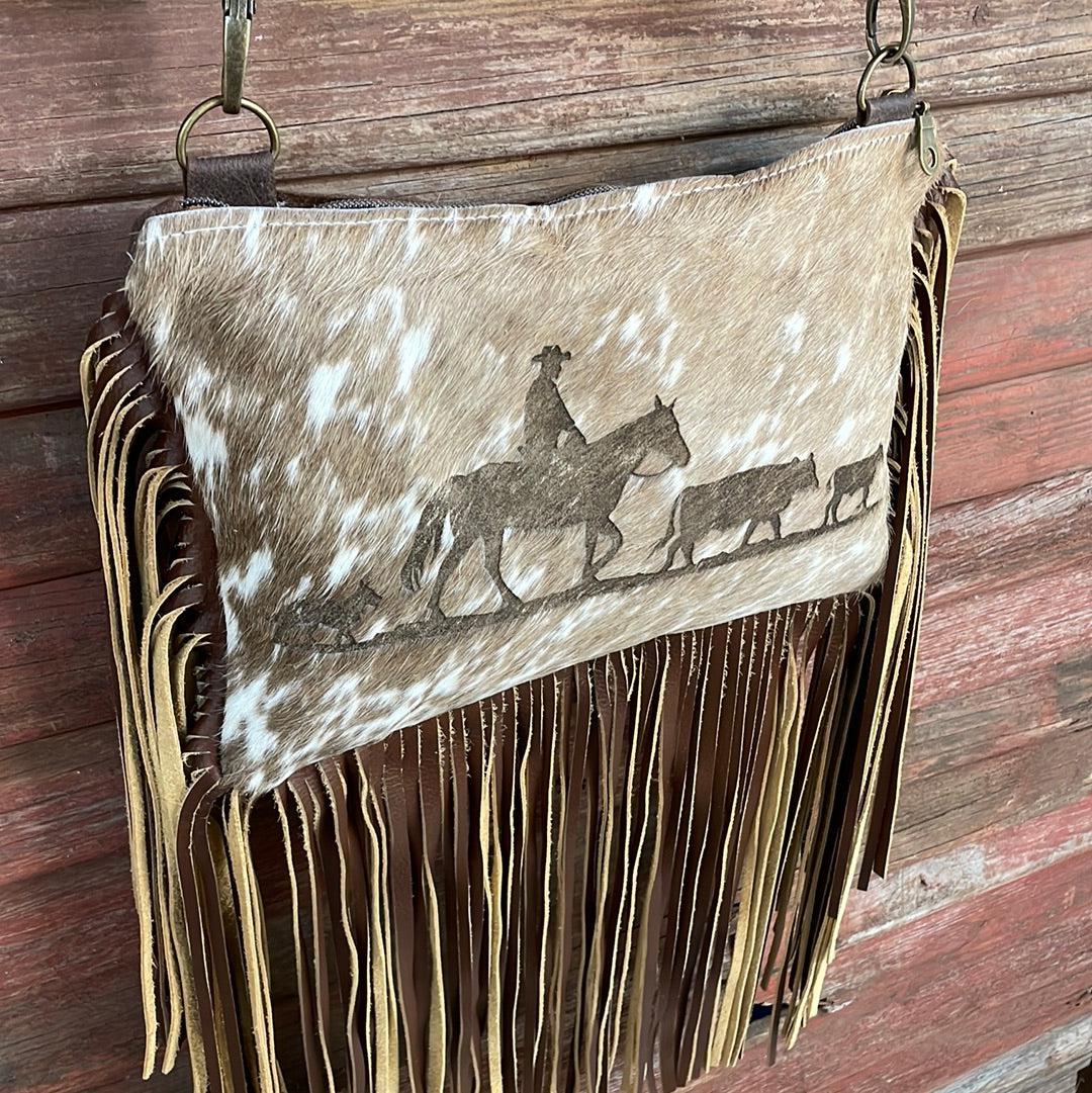 Patsy - Dapple w/ Trailing Cows Design-Patsy-Western-Cowhide-Bags-Handmade-Products-Gifts-Dancing Cactus Designs