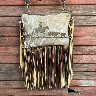 Patsy - Dapple w/ Trailing Cows Design-Patsy-Western-Cowhide-Bags-Handmade-Products-Gifts-Dancing Cactus Designs