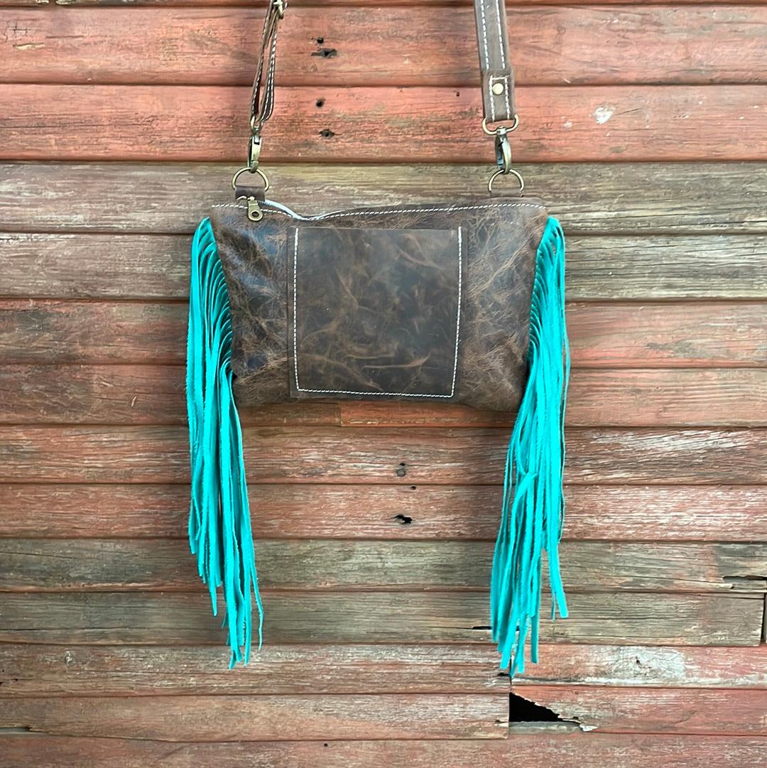 Patsy - Dark Brindle w/ Turquoise Brands-Patsy-Western-Cowhide-Bags-Handmade-Products-Gifts-Dancing Cactus Designs