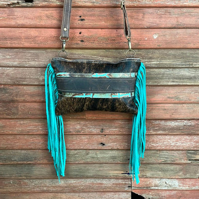 Patsy - Dark Brindle w/ Turquoise Brands-Patsy-Western-Cowhide-Bags-Handmade-Products-Gifts-Dancing Cactus Designs