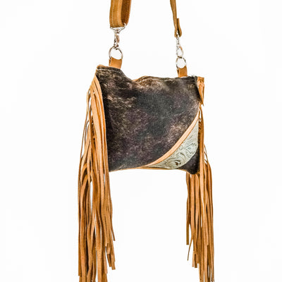 Patsy - Dark Brindle w/ Turquoise Venetian Tool-Patsy-Western-Cowhide-Bags-Handmade-Products-Gifts-Dancing Cactus Designs