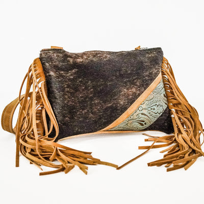 Patsy - Dark Brindle w/ Turquoise Venetian Tool-Patsy-Western-Cowhide-Bags-Handmade-Products-Gifts-Dancing Cactus Designs