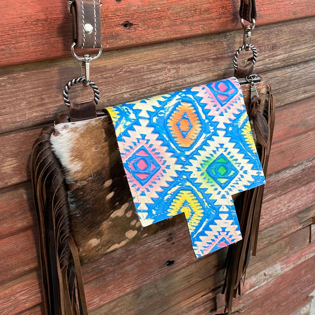 Patsy - Gold Acid w/ Rainbow Aztec Flap-Patsy-Western-Cowhide-Bags-Handmade-Products-Gifts-Dancing Cactus Designs