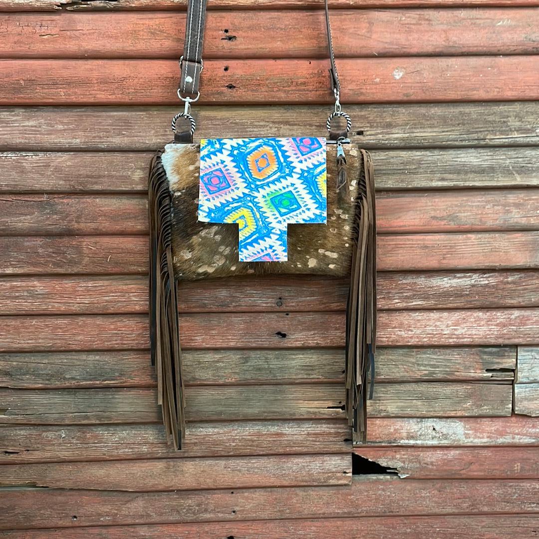 Patsy - Gold Acid w/ Rainbow Aztec Flap-Patsy-Western-Cowhide-Bags-Handmade-Products-Gifts-Dancing Cactus Designs