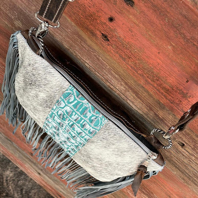 Patsy - Grey Brindle w/ Turquoise Sand Croc-Patsy-Western-Cowhide-Bags-Handmade-Products-Gifts-Dancing Cactus Designs
