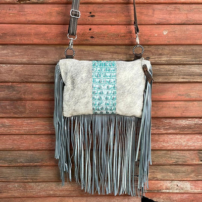 Patsy - Grey Brindle w/ Turquoise Sand Croc-Patsy-Western-Cowhide-Bags-Handmade-Products-Gifts-Dancing Cactus Designs