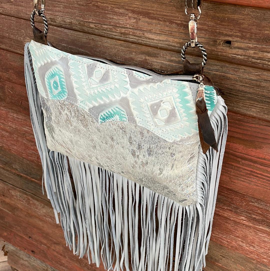 Patsy - Holographic w/ Turquoise Sand Aztec-Patsy-Western-Cowhide-Bags-Handmade-Products-Gifts-Dancing Cactus Designs