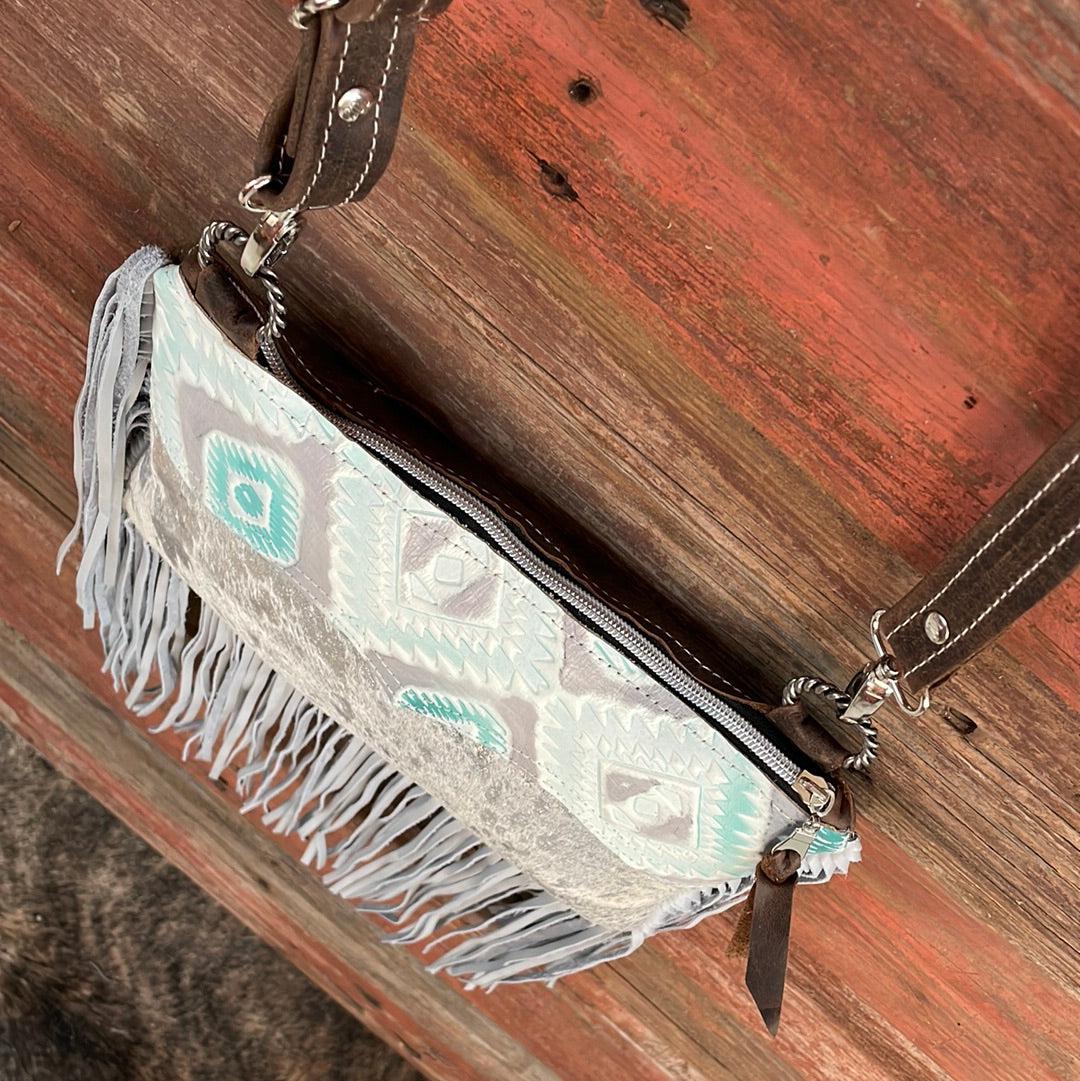 Patsy - Holographic w/ Turquoise Sand Aztec-Patsy-Western-Cowhide-Bags-Handmade-Products-Gifts-Dancing Cactus Designs