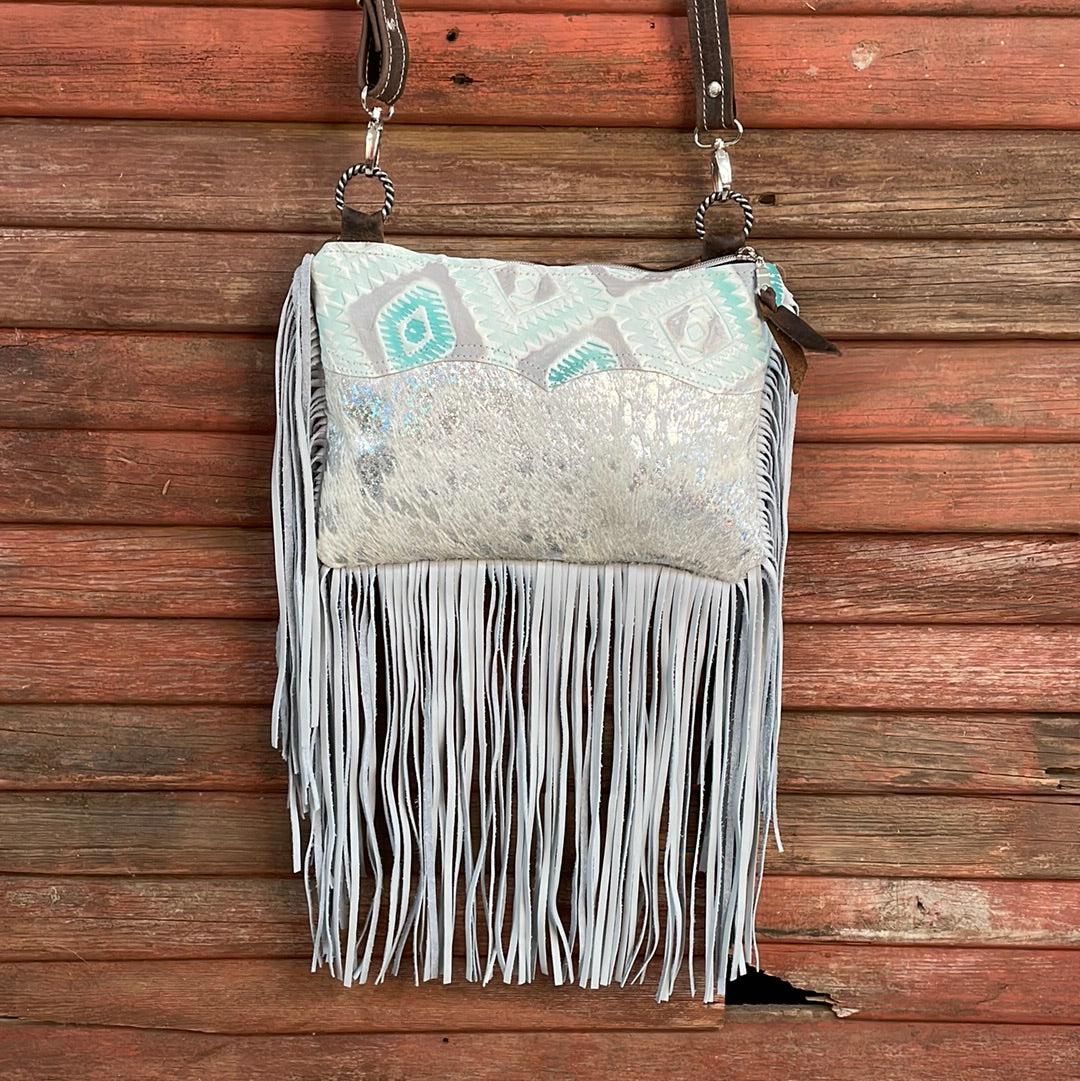 Patsy - Holographic w/ Turquoise Sand Aztec-Patsy-Western-Cowhide-Bags-Handmade-Products-Gifts-Dancing Cactus Designs