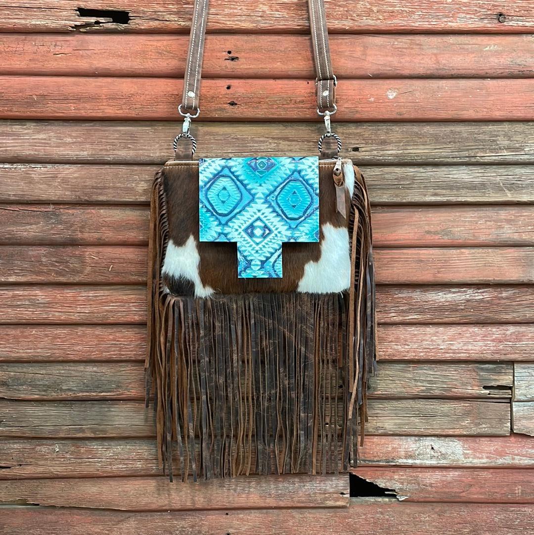 Patsy - Tricolor w/ Glacier Park Aztec Flap-Patsy-Western-Cowhide-Bags-Handmade-Products-Gifts-Dancing Cactus Designs