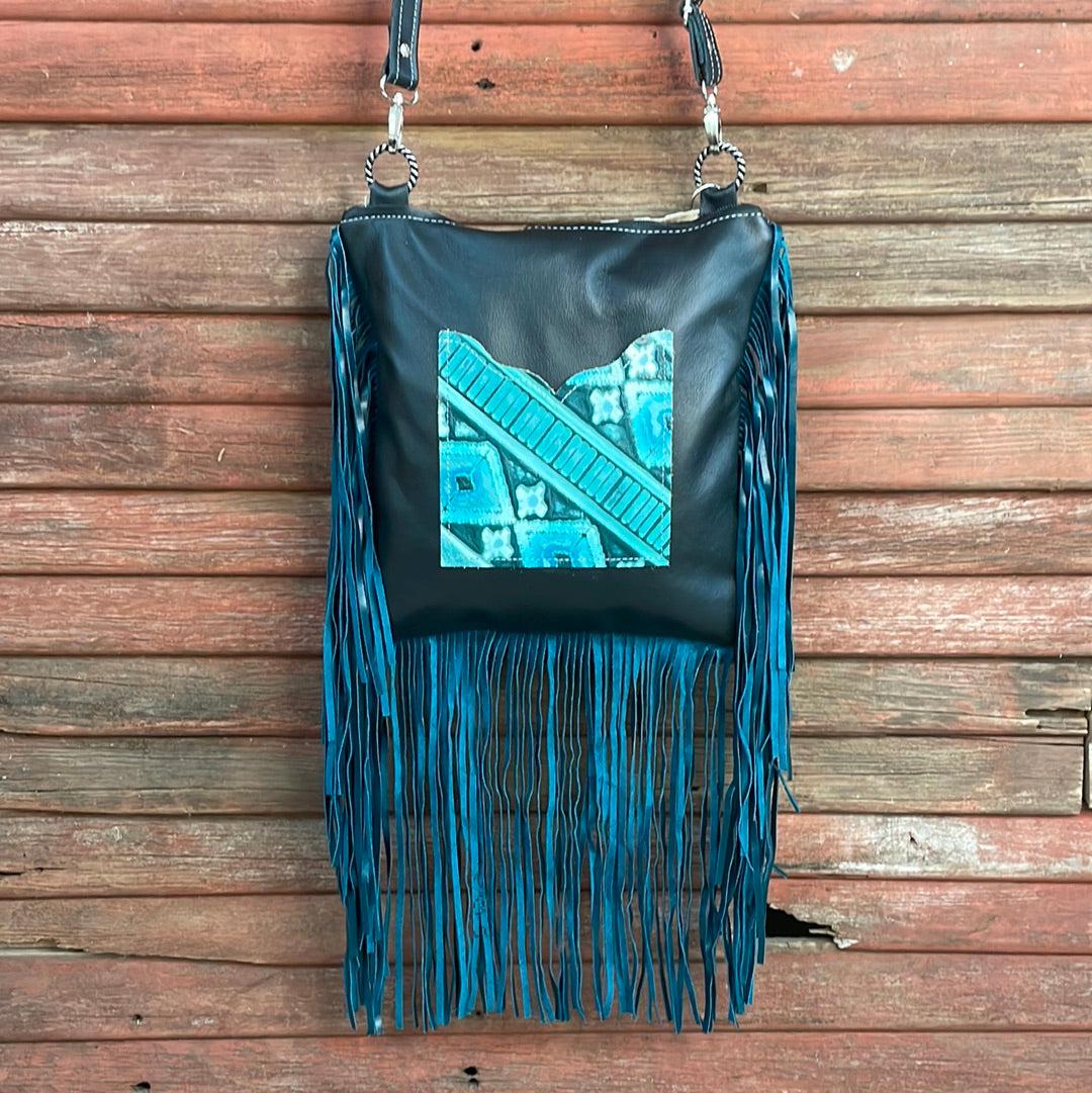 Shania - Black & White w/ Turquoise Matrix Navajo-Shania-Western-Cowhide-Bags-Handmade-Products-Gifts-Dancing Cactus Designs