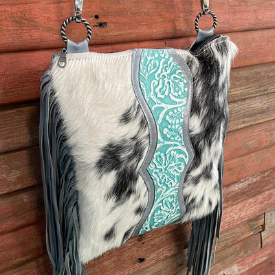 Shania - Black & White w/ Turquoise Sand Tool-Shania-Western-Cowhide-Bags-Handmade-Products-Gifts-Dancing Cactus Designs