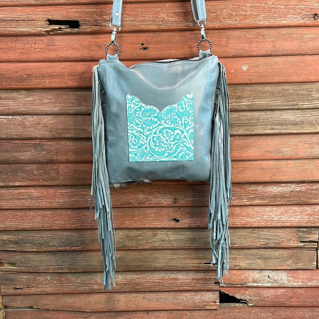 Shania - Black & White w/ Turquoise Sand Tool-Shania-Western-Cowhide-Bags-Handmade-Products-Gifts-Dancing Cactus Designs