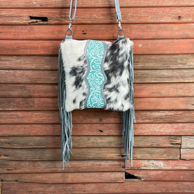 Shania - Black & White w/ Turquoise Sand Tool-Shania-Western-Cowhide-Bags-Handmade-Products-Gifts-Dancing Cactus Designs