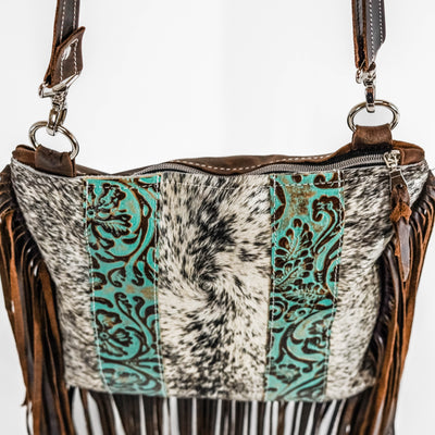 Shania - Black & White w/ Turquoise Tool-Shania-Western-Cowhide-Bags-Handmade-Products-Gifts-Dancing Cactus Designs