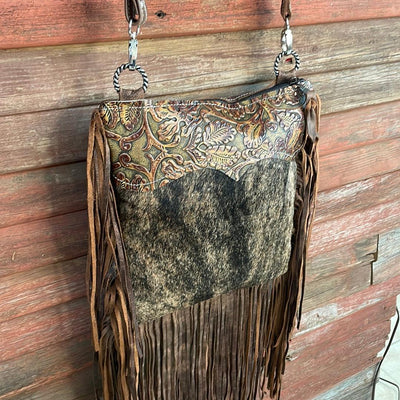 Shania - Brindle w/ Wyoming Tool-Shania-Western-Cowhide-Bags-Handmade-Products-Gifts-Dancing Cactus Designs