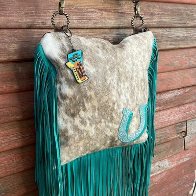 Shania - Dapple w/ Turquoise Sand Croc Horse Shoe-Shania-Western-Cowhide-Bags-Handmade-Products-Gifts-Dancing Cactus Designs