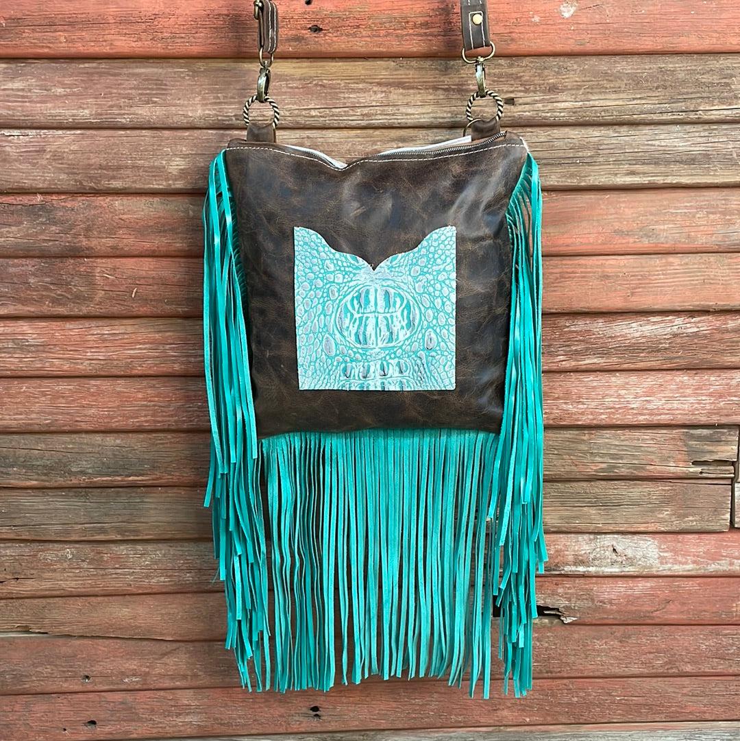 Shania - Dapple w/ Turquoise Sand Croc Horse Shoe-Shania-Western-Cowhide-Bags-Handmade-Products-Gifts-Dancing Cactus Designs