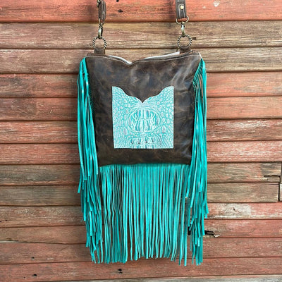 Shania - Dapple w/ Turquoise Sand Croc Horse Shoe-Shania-Western-Cowhide-Bags-Handmade-Products-Gifts-Dancing Cactus Designs