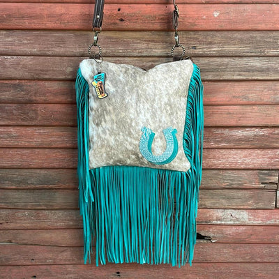 Shania - Dapple w/ Turquoise Sand Croc Horse Shoe-Shania-Western-Cowhide-Bags-Handmade-Products-Gifts-Dancing Cactus Designs