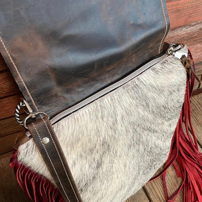 Shania - Grey Brindle w/ Cucumber Melon Tool Flap-Shania-Western-Cowhide-Bags-Handmade-Products-Gifts-Dancing Cactus Designs