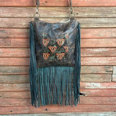 Shania - Longhorn w/ Let 'Er Buck Patch-Shania-Western-Cowhide-Bags-Handmade-Products-Gifts-Dancing Cactus Designs