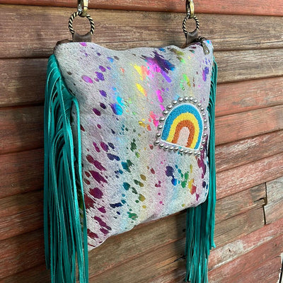 Shania - Rainbow w/ Rainbow Patch-Shania-Western-Cowhide-Bags-Handmade-Products-Gifts-Dancing Cactus Designs