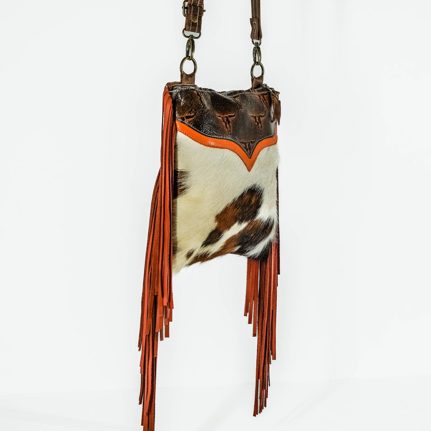 Shania - Tricolor w/ Fire Skulls-Shania-Western-Cowhide-Bags-Handmade-Products-Gifts-Dancing Cactus Designs