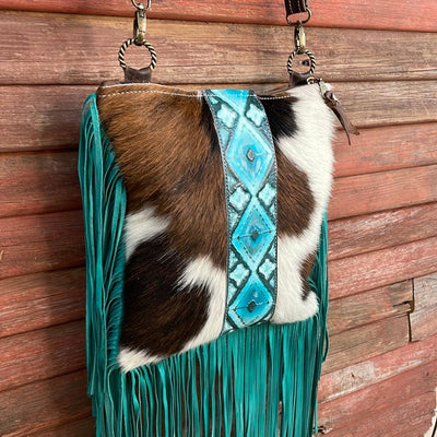 Shania - Tricolor w/ Turquoise Matrix Navajo-Shania-Western-Cowhide-Bags-Handmade-Products-Gifts-Dancing Cactus Designs