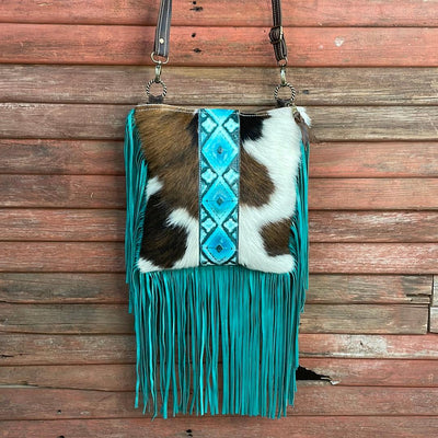 Shania - Tricolor w/ Turquoise Matrix Navajo-Shania-Western-Cowhide-Bags-Handmade-Products-Gifts-Dancing Cactus Designs