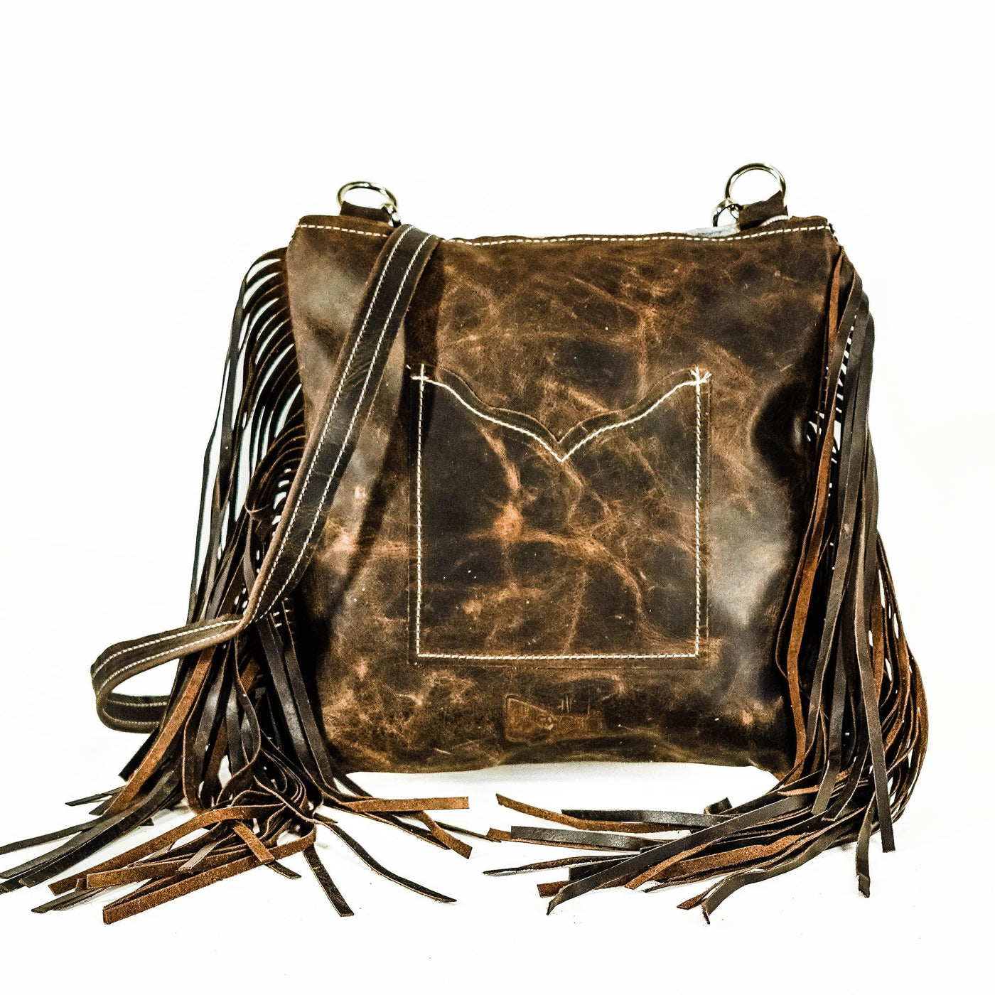 Shania (unlined) - Chocolate & White w/ Turquoise Brands-Shania (unlined)-Western-Cowhide-Bags-Handmade-Products-Gifts-Dancing Cactus Designs