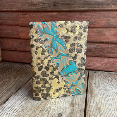 Small Notepad Cover - Leopard Acid w/ Agave Laredo-Small Notepad Cover-Western-Cowhide-Bags-Handmade-Products-Gifts-Dancing Cactus Designs