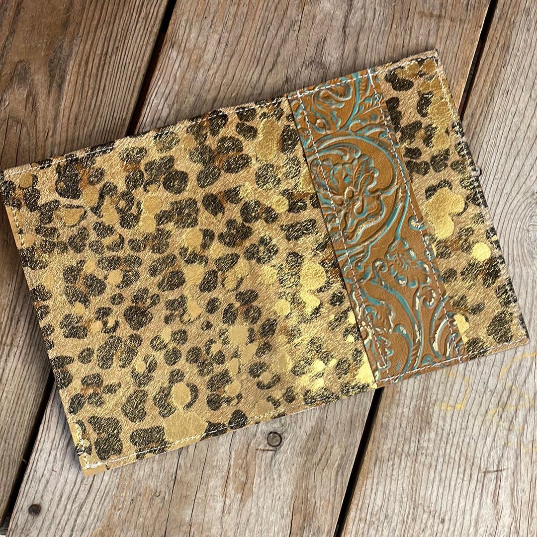 Small Notepad Cover - Leopard Acid w/ Patina Tool-Small Notepad Cover-Western-Cowhide-Bags-Handmade-Products-Gifts-Dancing Cactus Designs