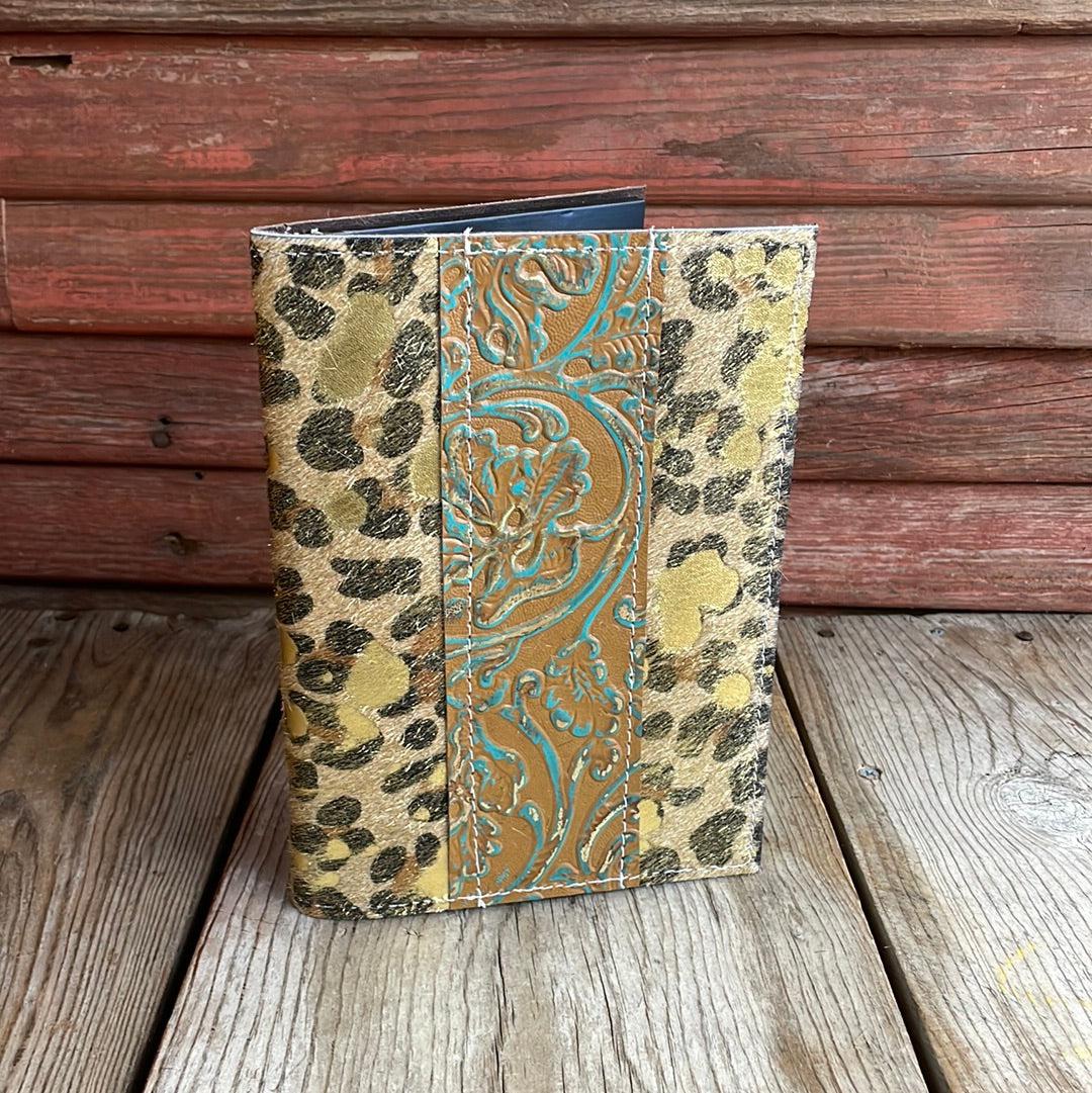 Small Notepad Cover - Leopard Acid w/ Patina Tool-Small Notepad Cover-Western-Cowhide-Bags-Handmade-Products-Gifts-Dancing Cactus Designs
