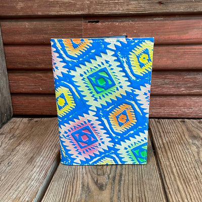 Small Notepad Cover - No Hide w/ Neon Trip Aztec-Small Notepad Cover-Western-Cowhide-Bags-Handmade-Products-Gifts-Dancing Cactus Designs