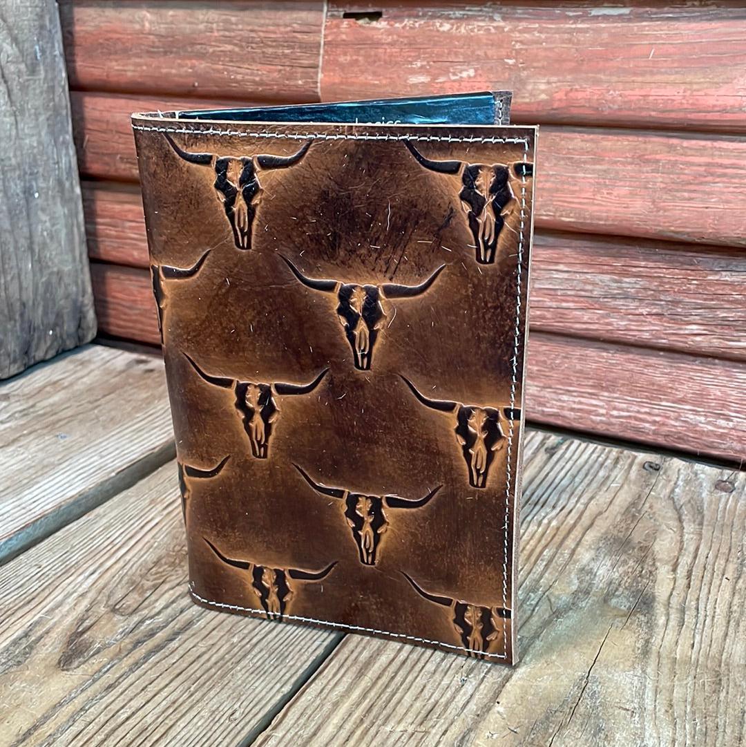 Small Notepad Cover - No Hide w/ Sepia Skulls-Small Notepad Cover-Western-Cowhide-Bags-Handmade-Products-Gifts-Dancing Cactus Designs