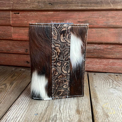 Small Notepad Cover - Tricolor w/ Deadwood Roses-Small Notepad Cover-Western-Cowhide-Bags-Handmade-Products-Gifts-Dancing Cactus Designs