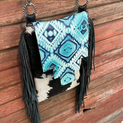 Tammy - Black & White w/ Glacier Park Aztec Flap-Tammy-Western-Cowhide-Bags-Handmade-Products-Gifts-Dancing Cactus Designs