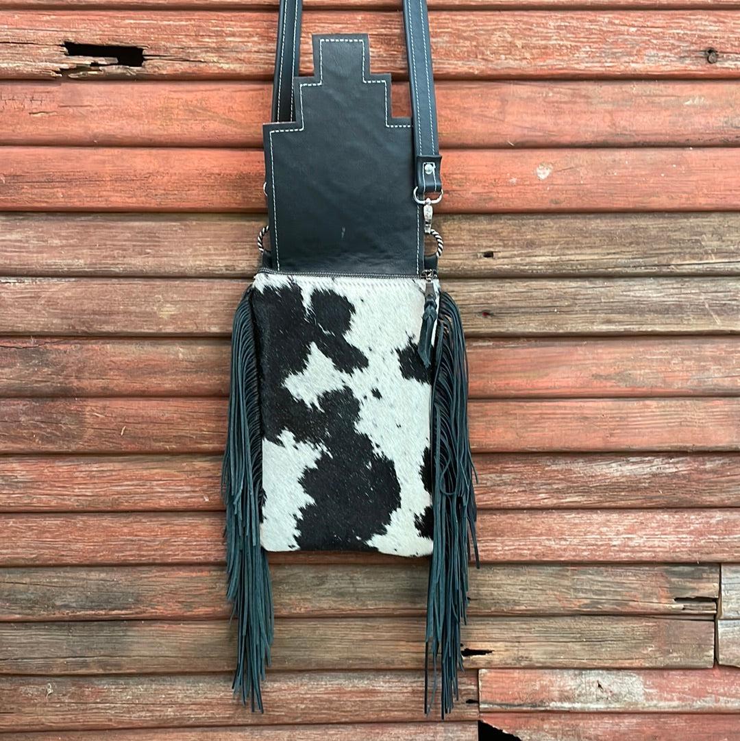 Tammy - Black & White w/ Glacier Park Aztec Flap-Tammy-Western-Cowhide-Bags-Handmade-Products-Gifts-Dancing Cactus Designs