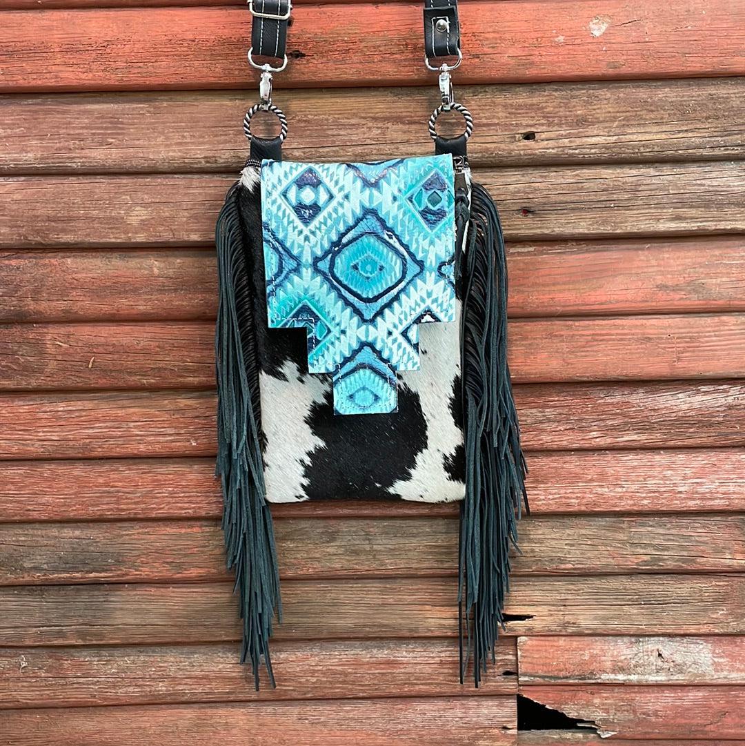 Tammy - Black & White w/ Glacier Park Aztec Flap-Tammy-Western-Cowhide-Bags-Handmade-Products-Gifts-Dancing Cactus Designs