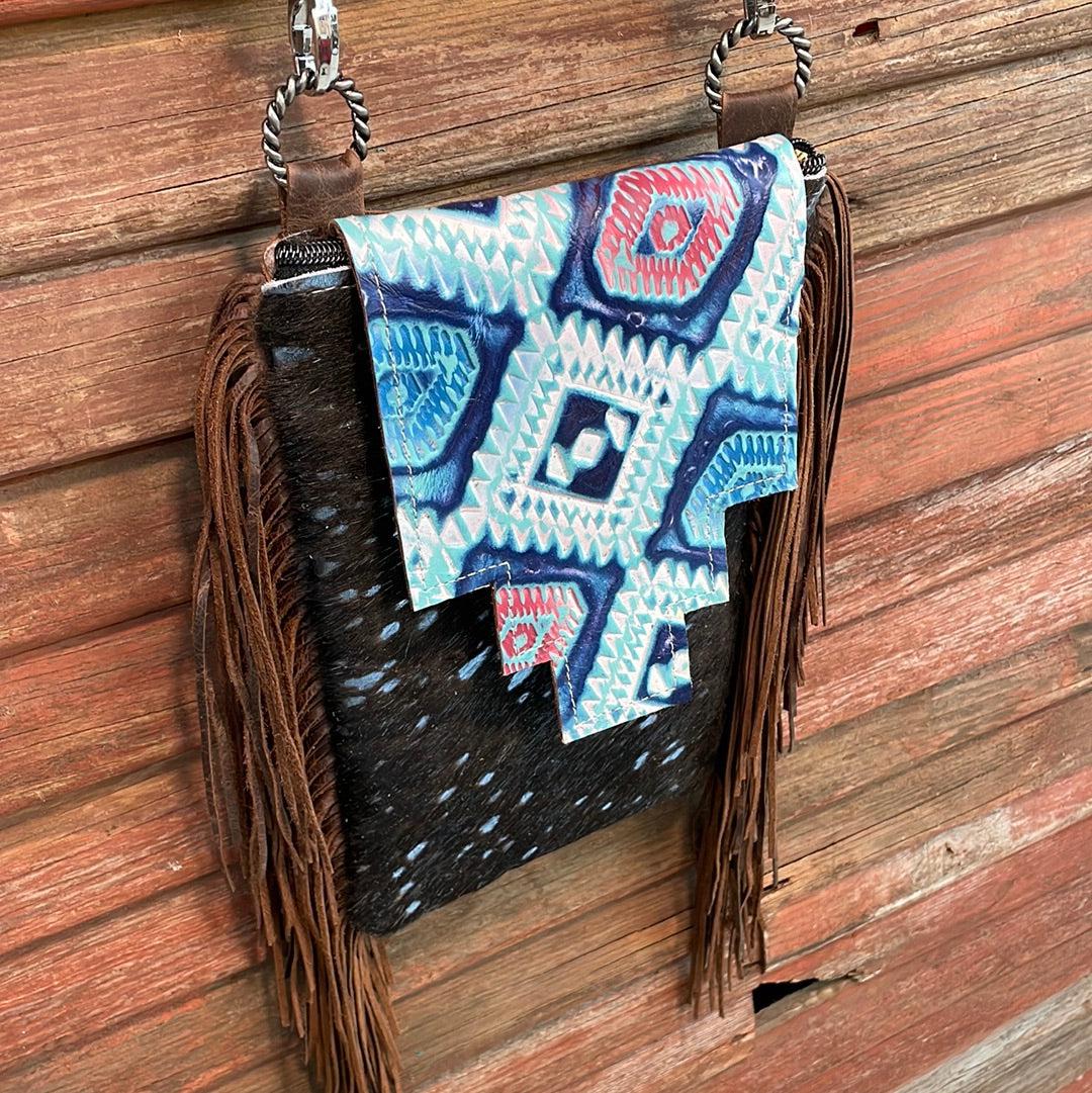 Tammy - Blue Acid w/ Tucson Sundown Aztec Flap-Tammy-Western-Cowhide-Bags-Handmade-Products-Gifts-Dancing Cactus Designs