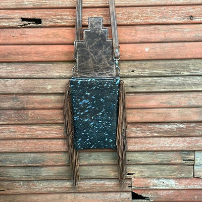 Tammy - Blue Acid w/ Tucson Sundown Aztec Flap-Tammy-Western-Cowhide-Bags-Handmade-Products-Gifts-Dancing Cactus Designs