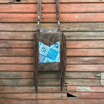 Tammy - Blue Acid w/ Tucson Sundown Aztec Flap-Tammy-Western-Cowhide-Bags-Handmade-Products-Gifts-Dancing Cactus Designs