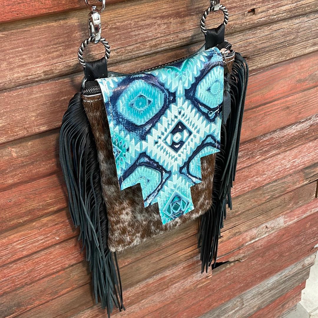 Tammy - Longhorn w/ Glacier Park Aztec Flap-Tammy-Western-Cowhide-Bags-Handmade-Products-Gifts-Dancing Cactus Designs
