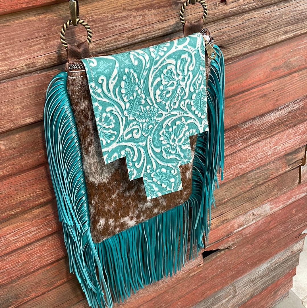 Tammy - Longhorn w/ Turquoise Sand Tool Flap-Tammy-Western-Cowhide-Bags-Handmade-Products-Gifts-Dancing Cactus Designs